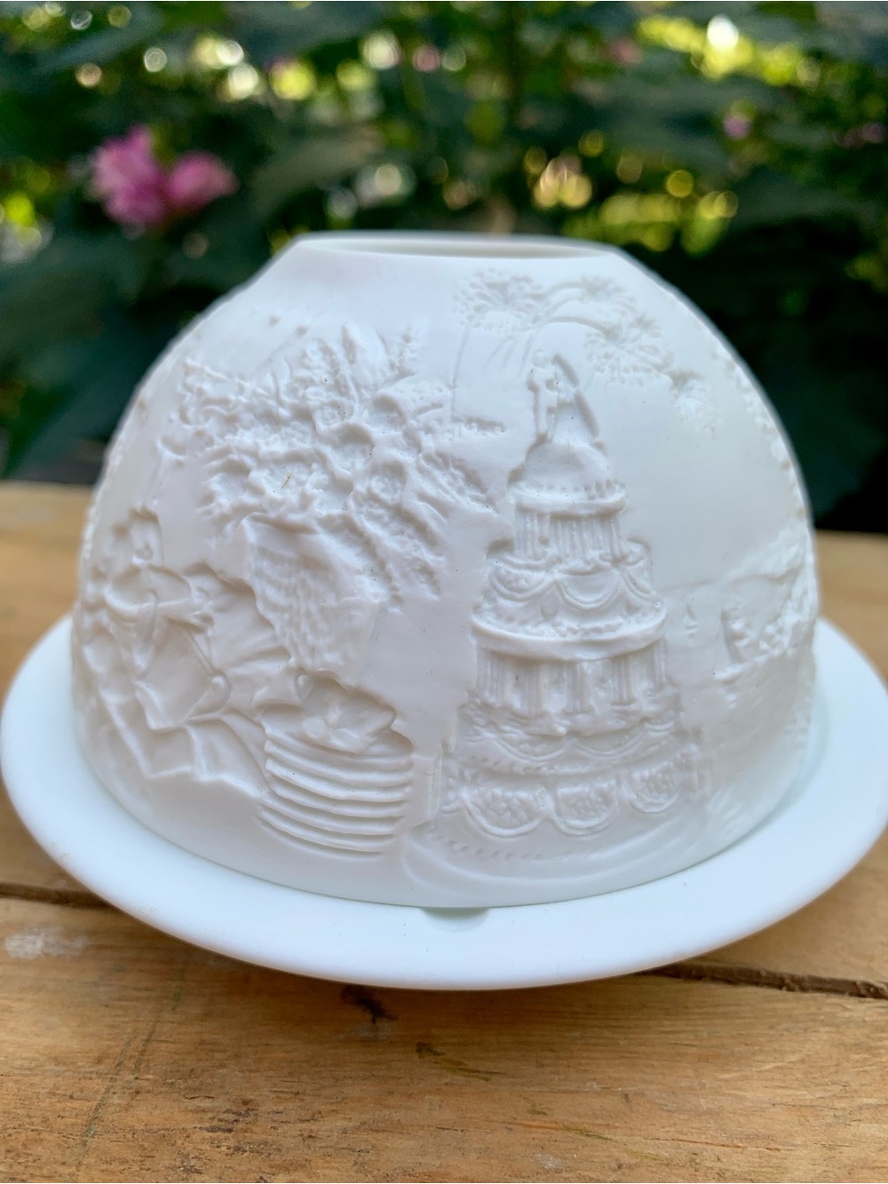 Bernardaud Limoges Bisque Porcelain Lithophane Candle Votive Dome